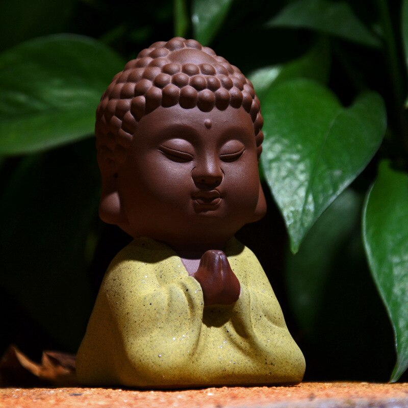 Ler te ornamenter dobbeltsidet buddha figur idol hjem dekorationer kung fu te kæledyr te dekoration mini te sæt