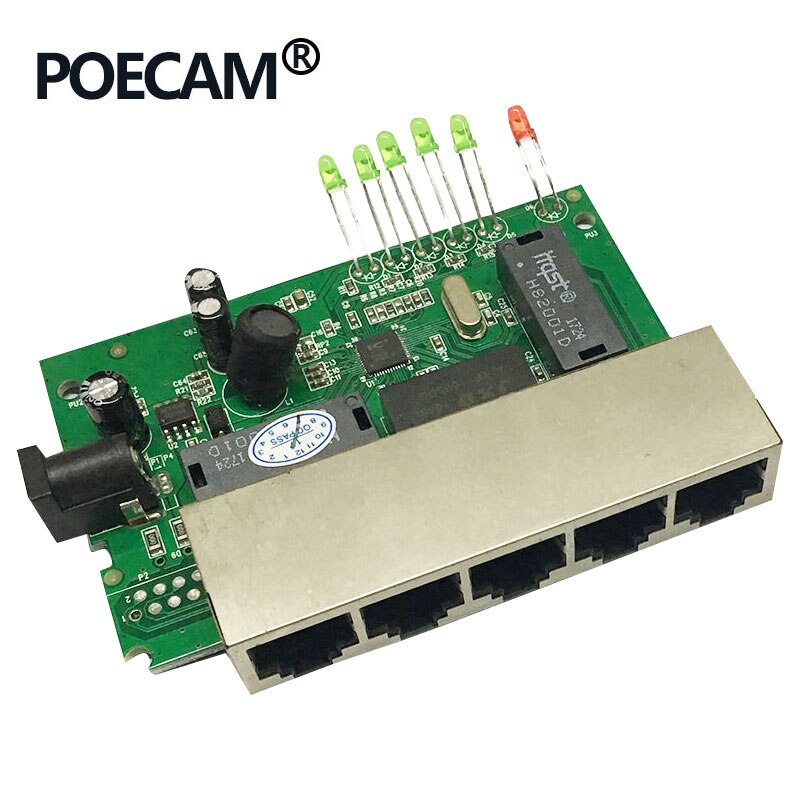5Port 10/100Mbps Passieve Poe Switch 12V 15V 18V 24V Voeding Splitter 45/+ 78/-Ip Carema Ip Telefoon Toegangscontrole Led Display