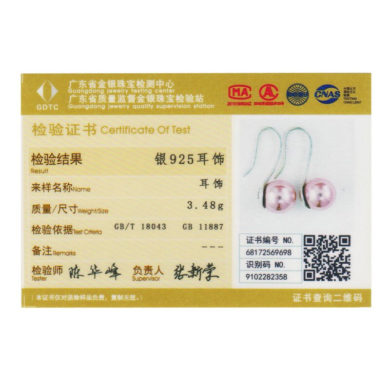 WOSTU-pendientes largos de perla simulada para mujer, color rosa, , Plata de Ley 925 100% auténtica, joyería CQE145