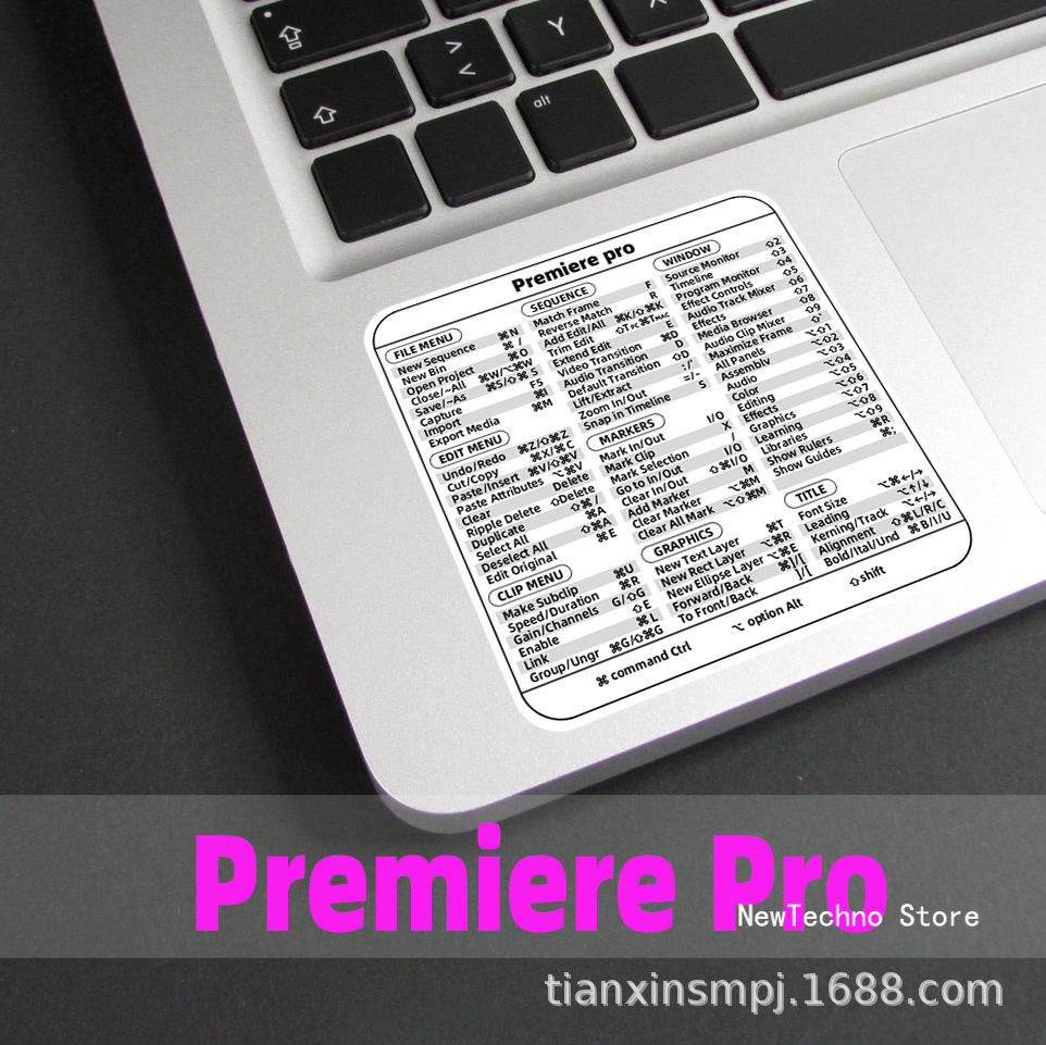 Keyboard Shortcut Stickers for Word Excel Windows/MAC/OS Letter Graphic Laptop Protective Sticker: MULTICOLOR