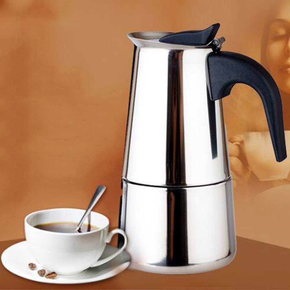 Stainless Steel Moka Pot European Coffee Pot Induction Cooker Open Flame Universal Coffee Pot Kitchen Tool Accessories