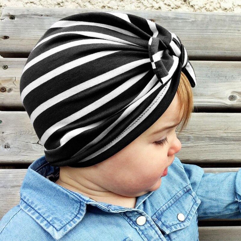 Baby Gestreepte Hoed Plain-Knit Hoed Multicolor Kinderen Konijnenoren Leuke Multicolor Gestreepte Geknoopt Pull-Up Hoed Baby Hoed Levert