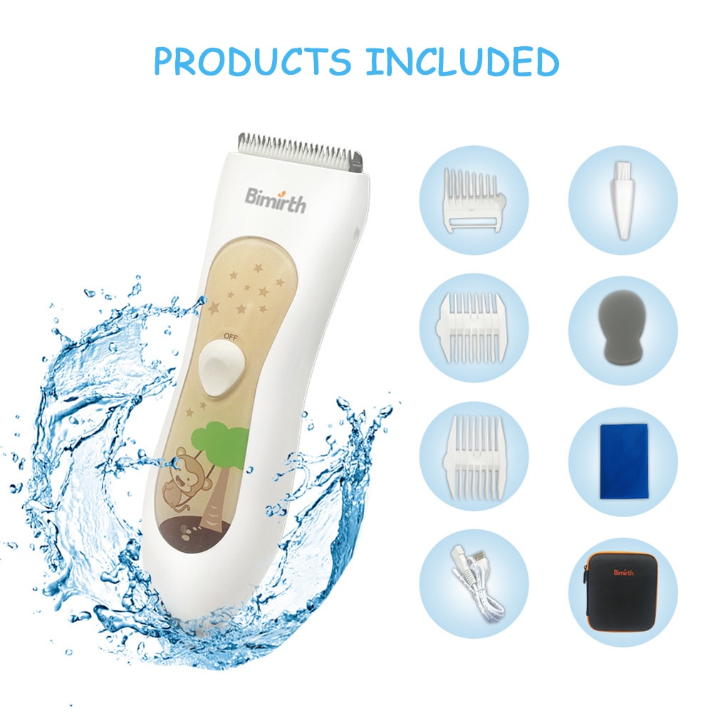 Baby Hair Clipper Electric Waterproof Toddler Haircut Barber Silent Cutting Trimmer USB Rechargeable Ceramic Blade Washable