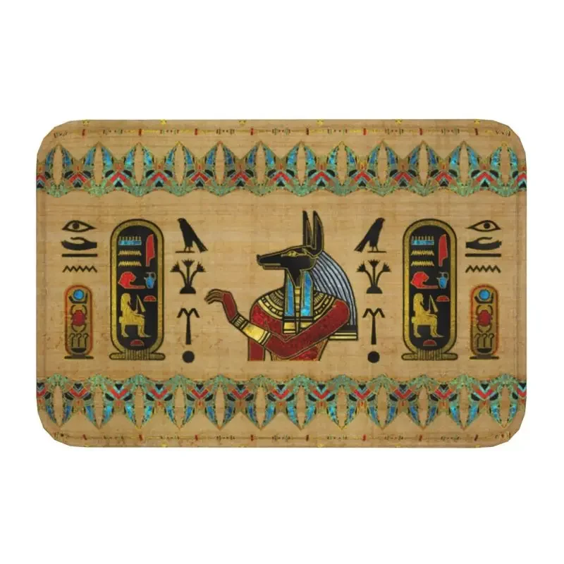 Alte ägyptische Götter und Hieroglyphen Haustür matt rutsch feste saugfähige ethnische Ägypten Fuß matt Wohnzimmer Eingang Teppich Teppich: Schwarz