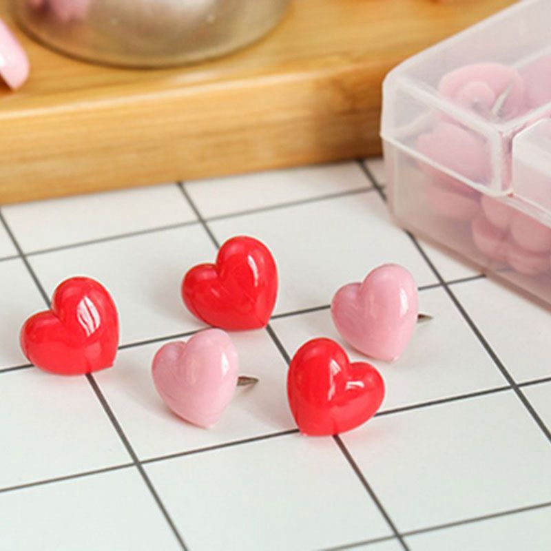 50 Uds chinchetas de corazón, tablones de anuncios rojos tachuelas de pulgar, tachuelas de pared rosas lindas decorativas para tablero de corcho hogar y oficina