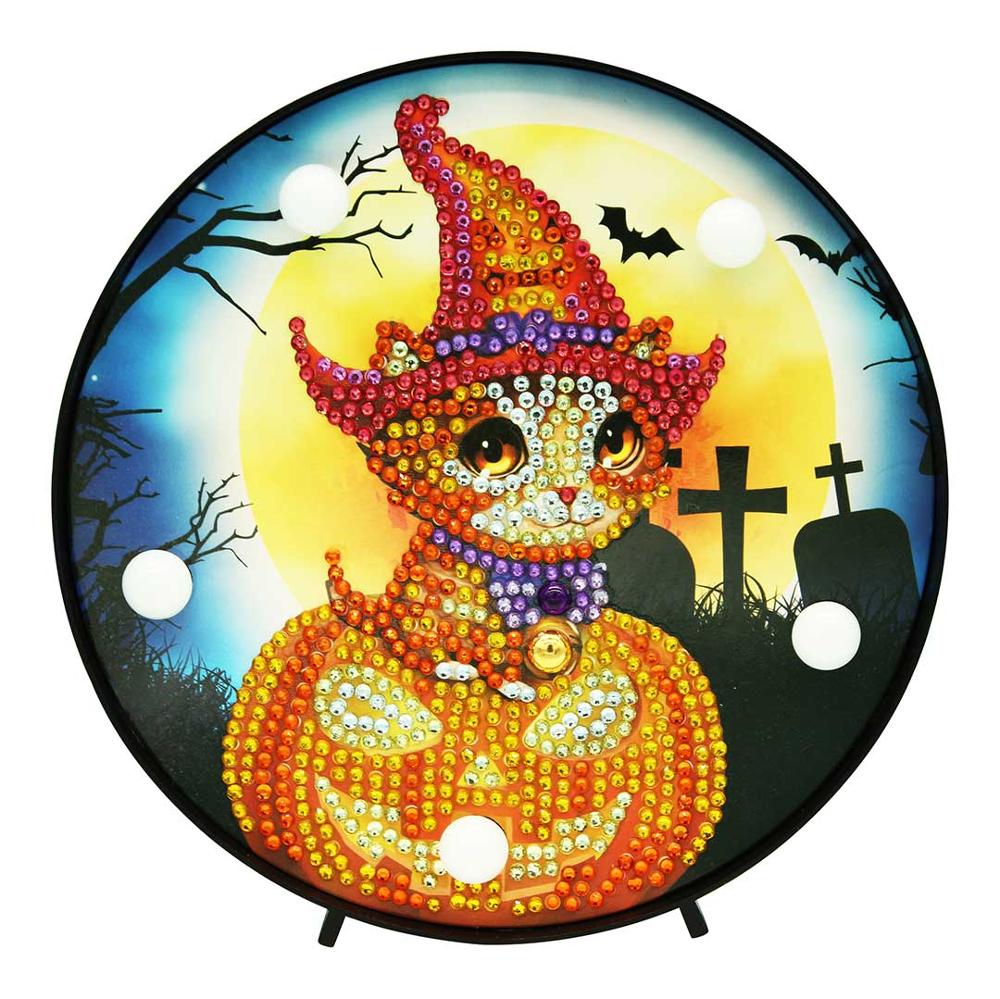 Homfun diamant maleri led lampe lys mandala 5d diamant broderi landskab rhinestones diy diamant jul halloween: Zxd 062