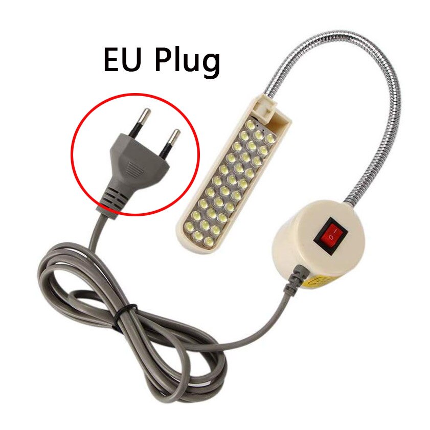 Luz para máquina de coser portátil LED 10/20/30, Base de montaje magnética, lámpara de cuello de cisne para toda la luz para máquina de coser: AC220V EU Plug / 10LEDs