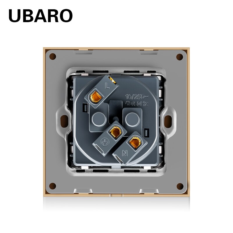 UBARO-Panel de cristal de lujo, enchufe de pared oculto eléctrico, tipo AC100-250V, 86, 16A