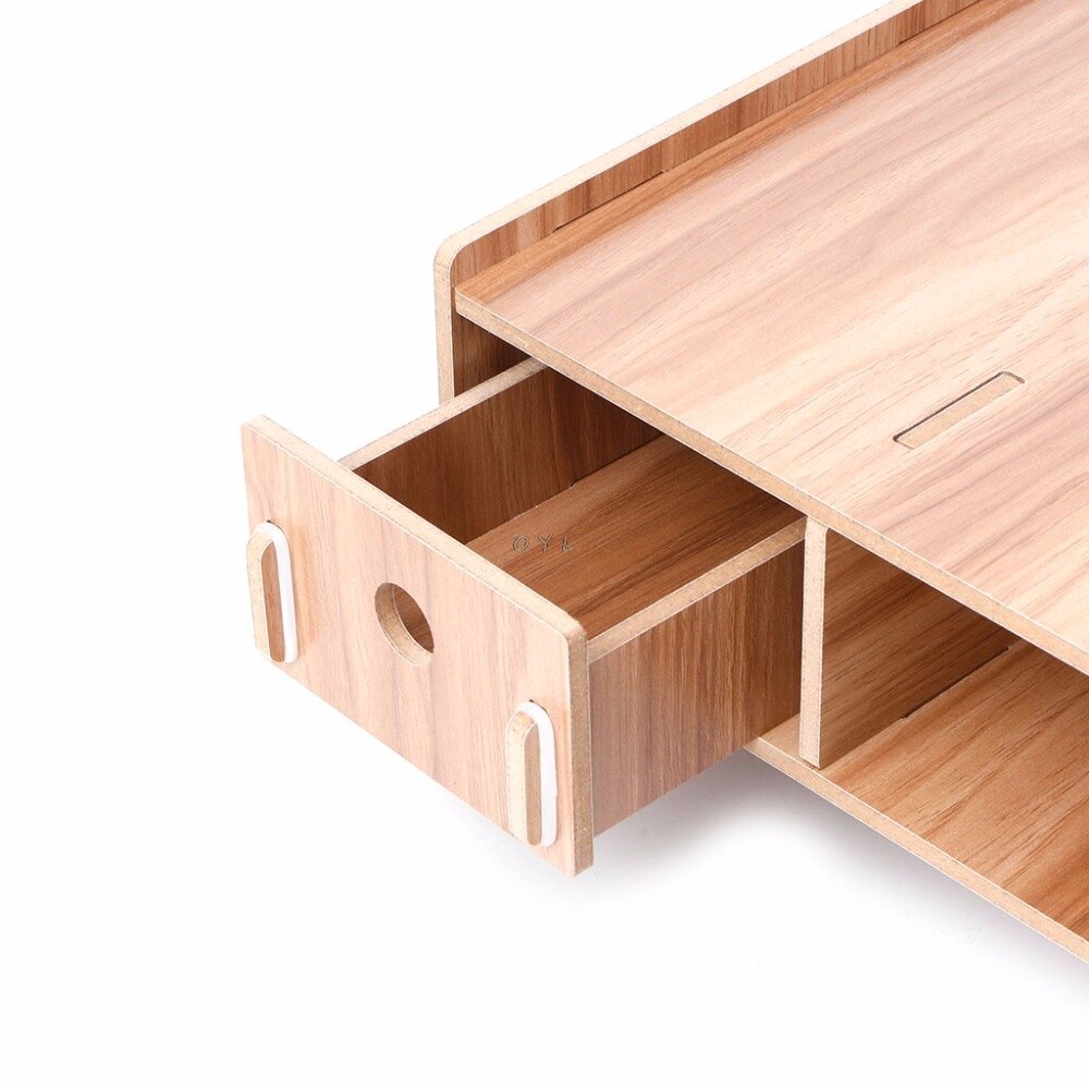 Wooden Desktop Monitor Riser TV Stand Holder Over Keyboard Desk Organizer Storage Space For Computer Laptop