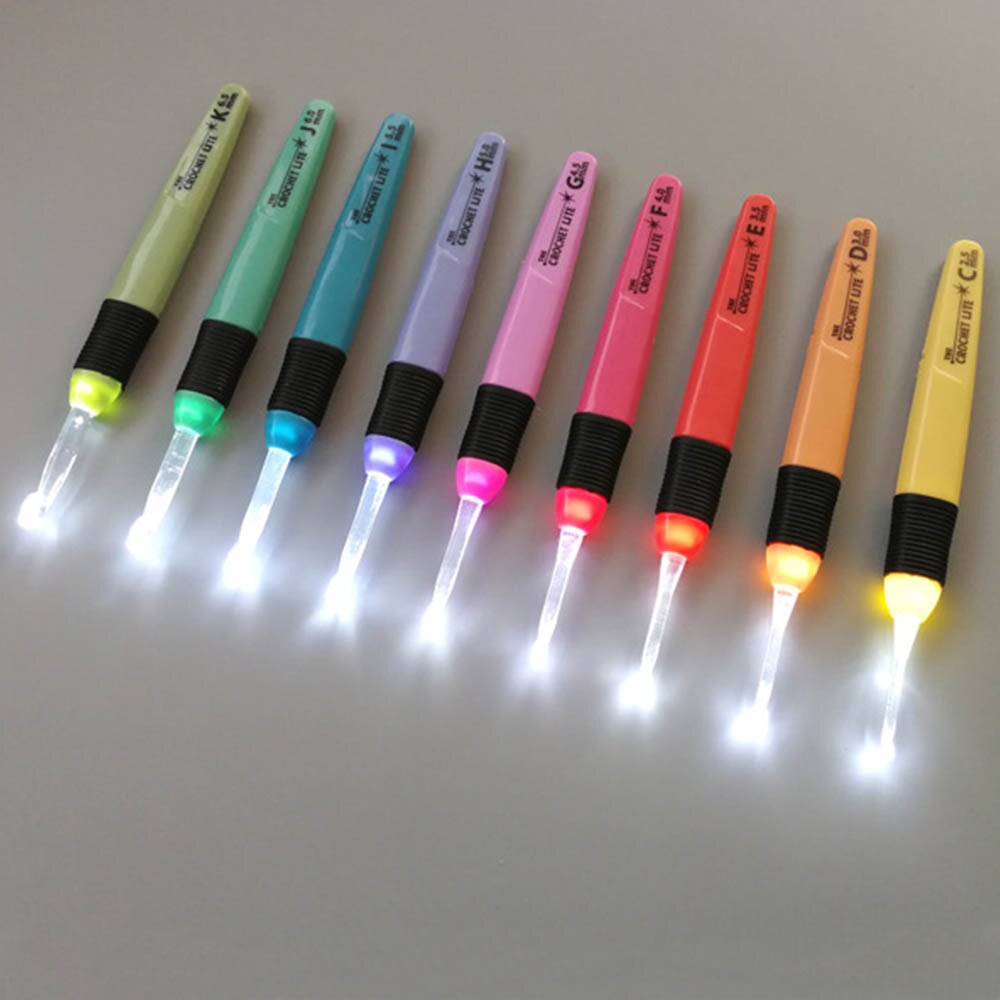 Ganchos de ganchillo con luz LED, agujas de tejer, accesorios de tejido, herramientas, ganchos de ganchillo, herramienta de aguja de tejer luminosa DIY, 1 ud.