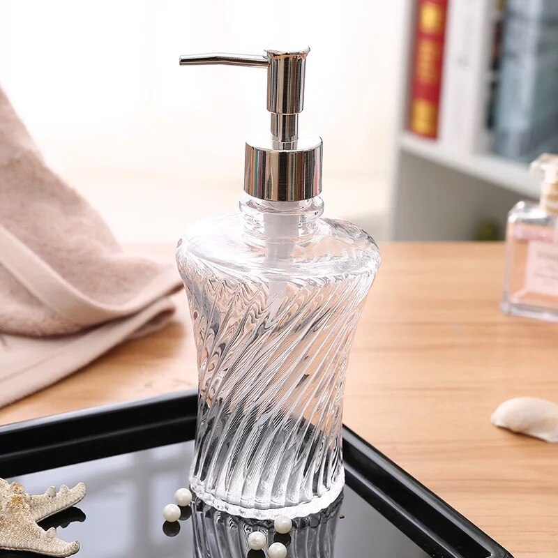 European Style Glass Hand Sanitizer Bottle Lotion Bottles Bath Shower Gel Shampoo Press Liquid Soap Dispenser Bathroom Supplies