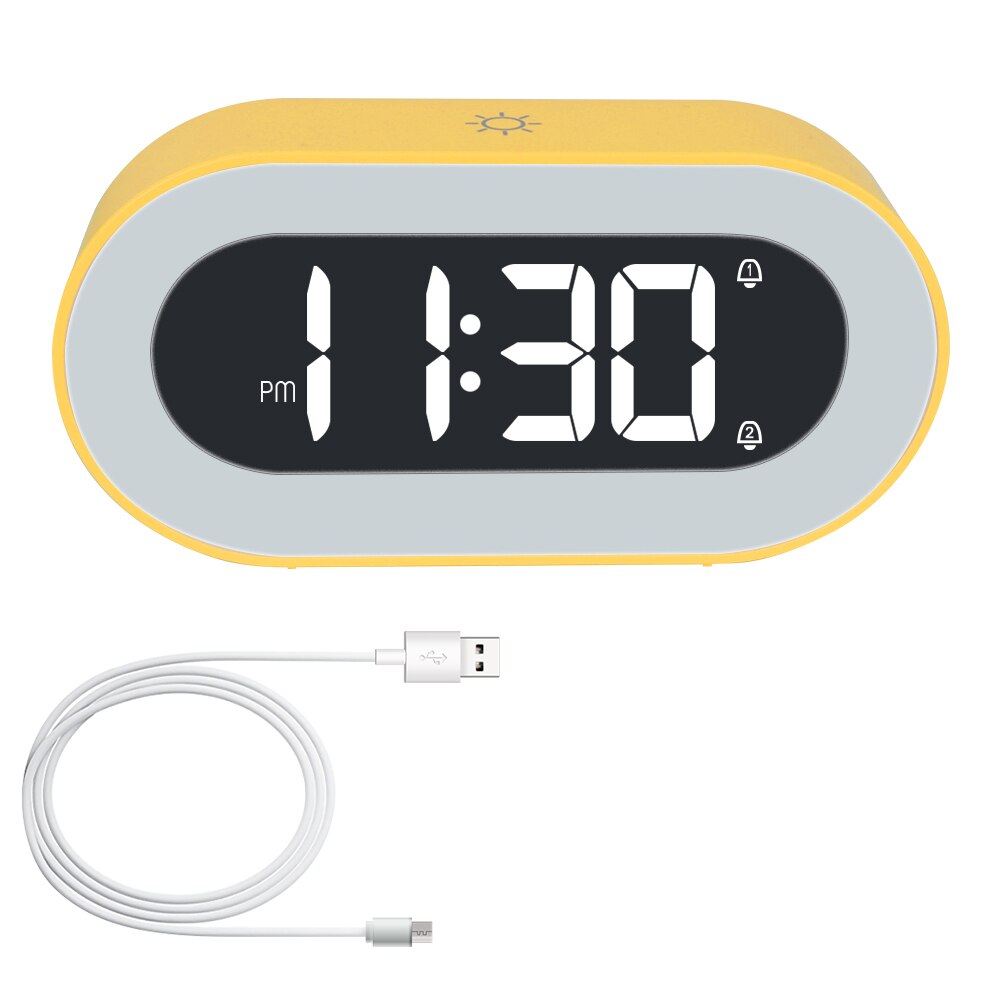 Muziek Tafel Klok Usb Aangedreven Nachtlampje Met Touch Snooze Elektronische Desktop Klok Digitale Wekker: YELLOW