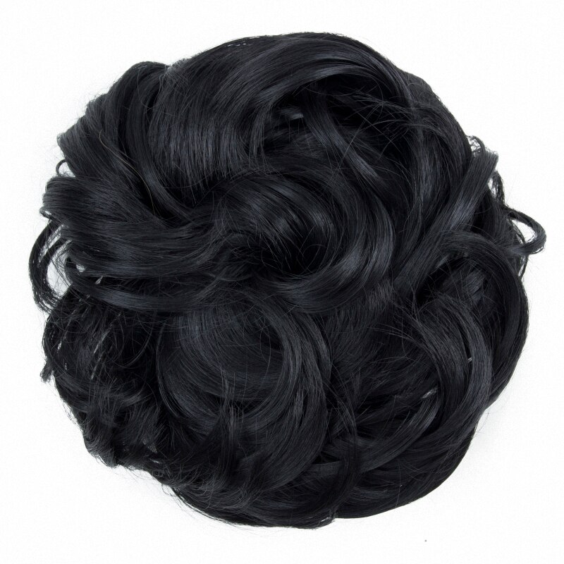Synthetic Bun Wavy Hair Drawstring Chignon Messy Extensions HairPiece Scrunchie High Temperture Fiber: #1B