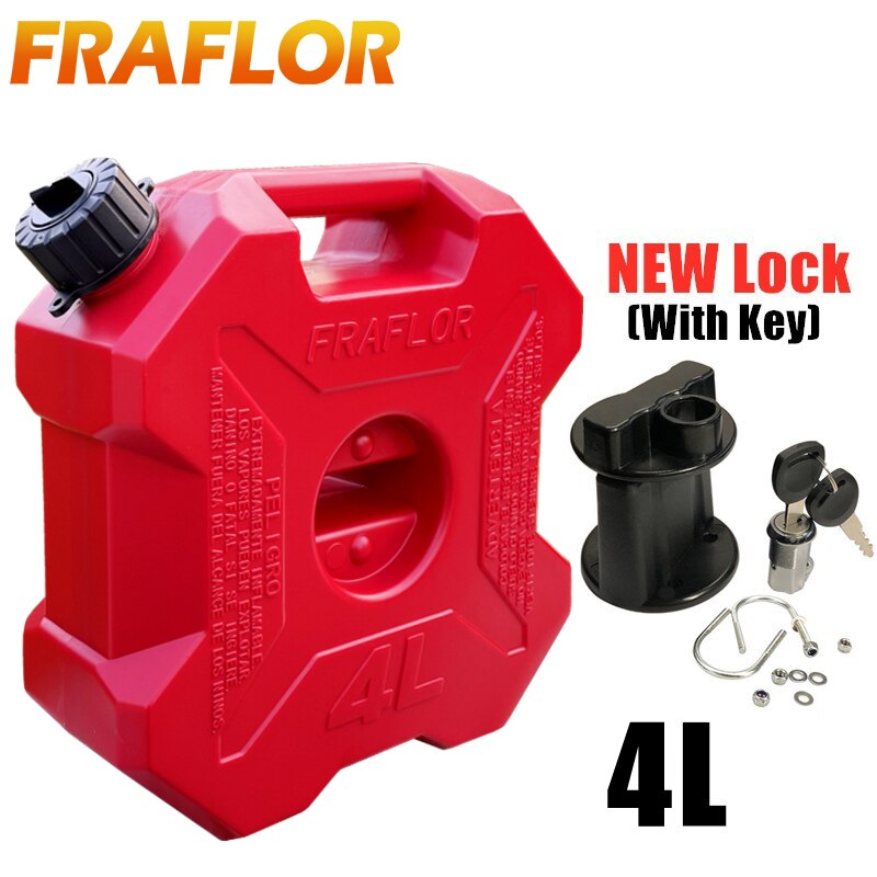 4 Liters Gas Can Spare Oil Fuel Tank For BMW ATV Motorcycle Tail box Side Box Jerrycan Gasoline Petrol Bucket Container Oil Drum: 4L Red with Lock