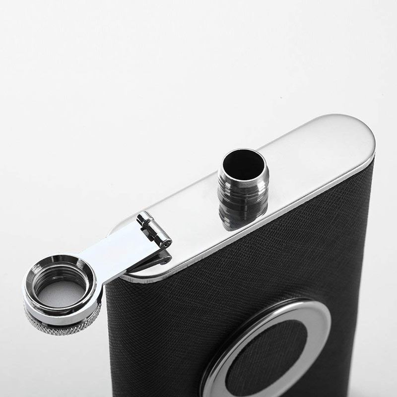 Stainless Steel 8 oz Hip Flask Built-in Collapsible 2 Oz Shot Glass Flask Funnel - Everything You Need to Pour Shots on the Go