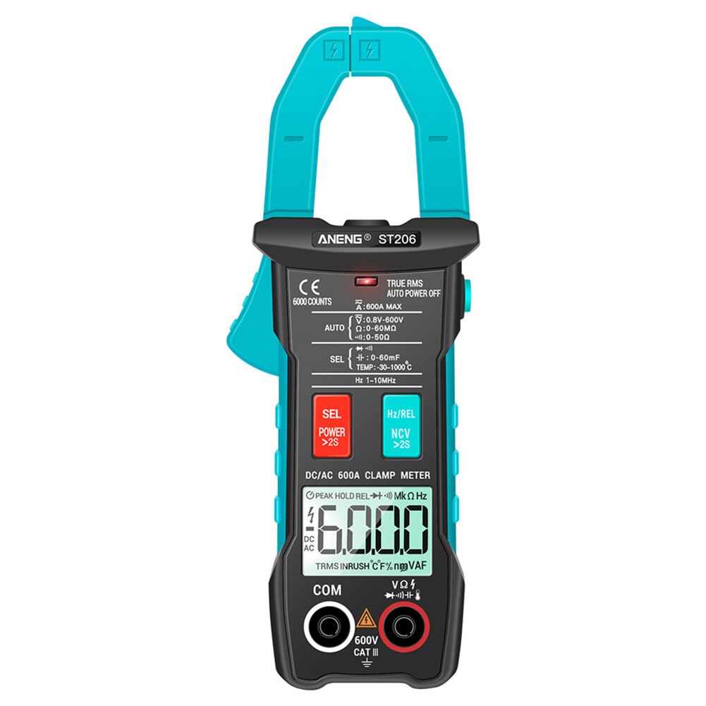 ST206 Digitale Multimeter Power Meter 6000 Graven Auto Range Ac/Dc Stroom Spanning Transistor Tester: Blue