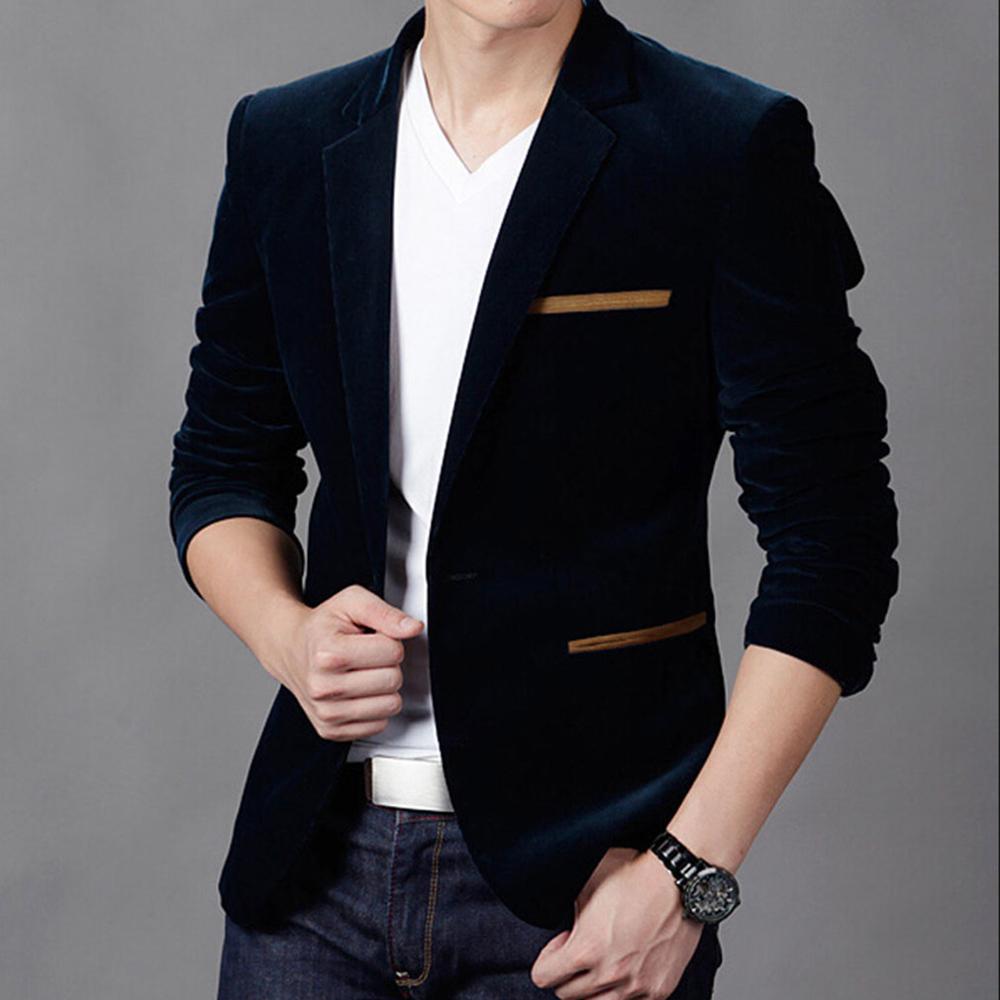 Luxury Men Blazer Autumn Brand Classic Busines Coat Slim Fit Men Suit Terno Masculino Blazers Men: Navy / XXXL