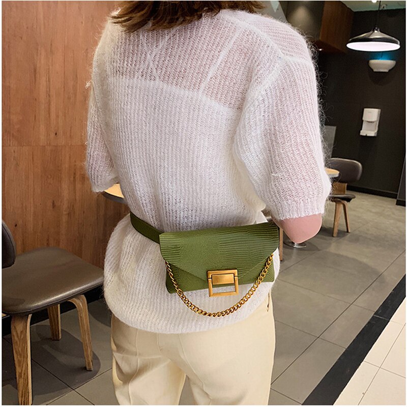 [GOGD Punk Solid Color Rivet Shoulder Waist Bags Fanny Belt Packs Women PU Leather Crossbody Casual Messenger Bags