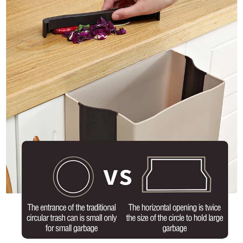 Kitchen Folding Waste Bins Garbage Bin Bathroom Foldable Car Door Wall Mounted Trashcan Toilet Waste Storage Bucket