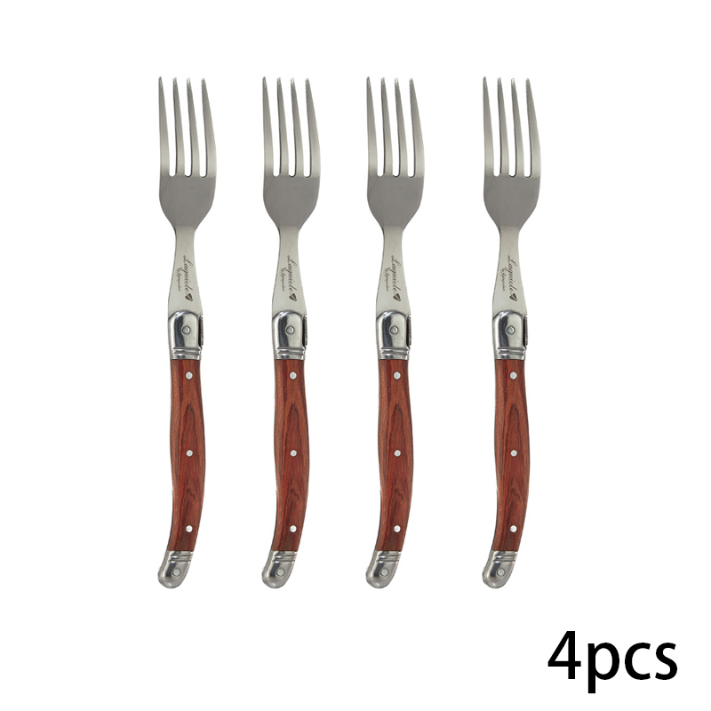 8.5 '' laguiole bøfgaffel bord gafler træ middags gafler japansk rustfrit stål træ servise restaurant bordservice 4/6 stk: 4 stk