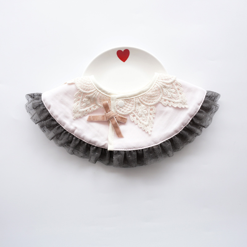 Koreaanse Stijl Ronde Baby Meisjes Slabbetjes Kwijlen Speeksel Handdoek Leuke Boog Nep Kraag Draaibare Kwasten Burp Doek Baby Dingen: 6
