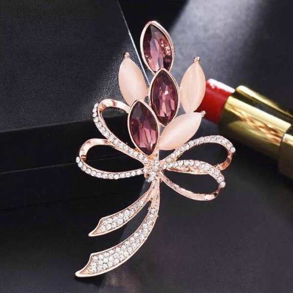 Crystal Brooch Bauhinia Brooches Lapel Pin Rhinestone Brooches Corsage Wedding Jewelry Women: Purple hua