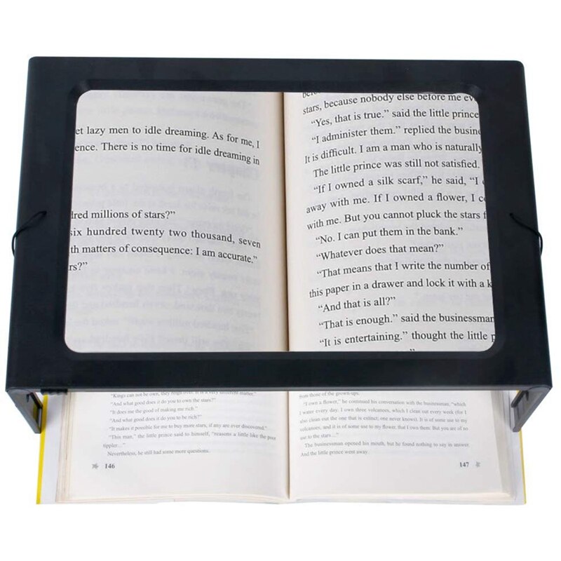 3X Full Page Magnifying Glass For Reading, Hands-Free Large Rectangular Magnifier With LED Lighted, Foldable Desktop Portable Re
