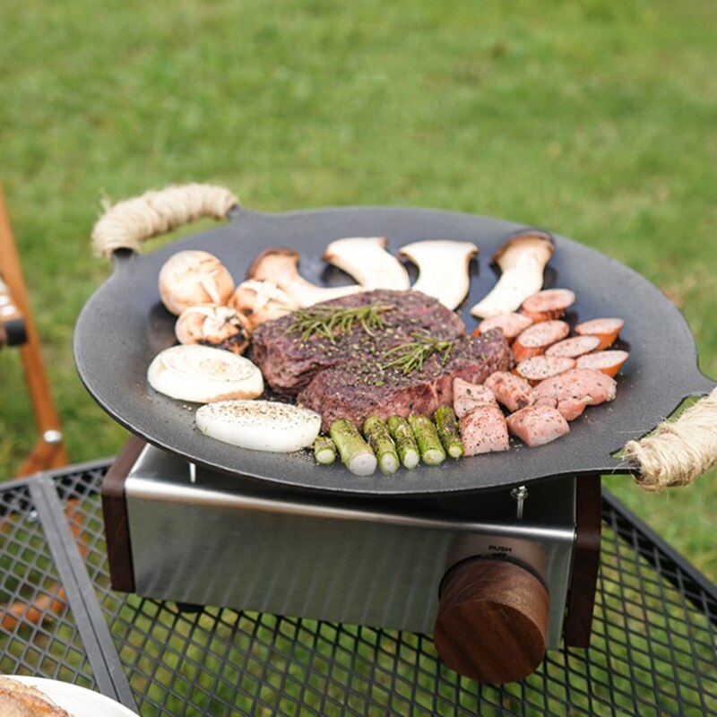 ! Outdoor Iron Wok Frying Open Flame Induction Cooking Round Grill Home Cooking Pan Field Cooking BBQ Camping Accessori