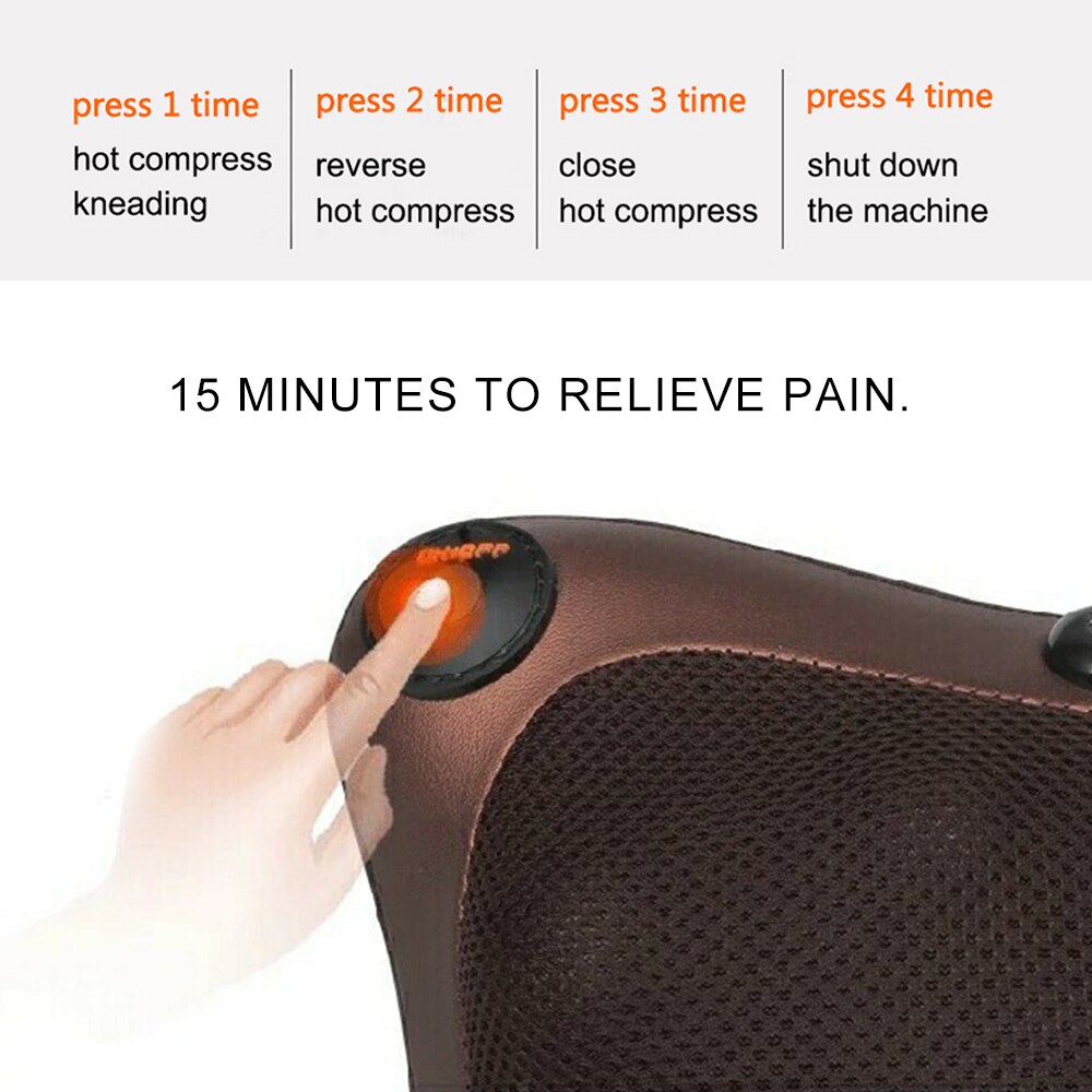 Elektryczna poduszka robić masażu na podczerwień opieka domowa masażer magnetyczny ulga ból 4/8 rolki poduszka robić masażu poduszka masaż pleców szyi