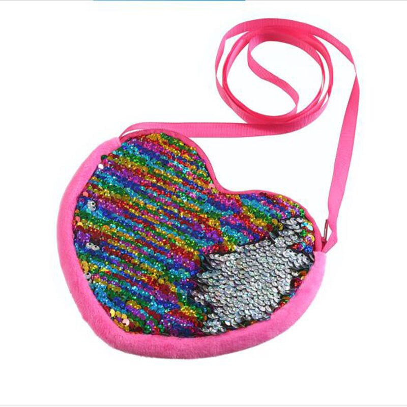 Mode Liefde Hart Vorm Leuke Kinderen Sequin Verandering Portemonnee Glinsterende Messenger Schoudertas Crossbody Portemonnee Tas