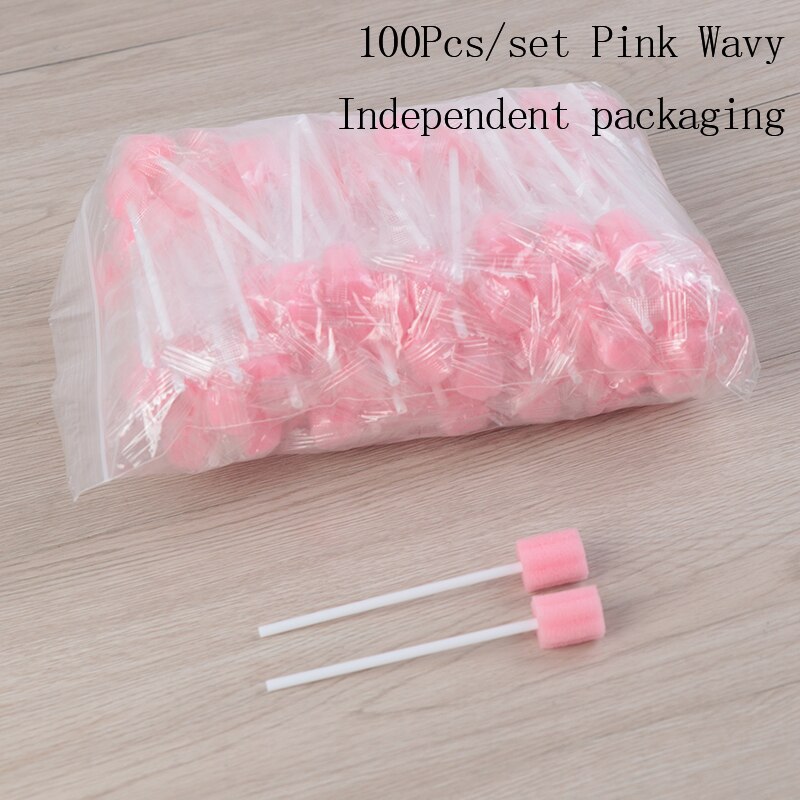 100pcs/pack Disposable Tooth Cleaning Sponge Swab Oral Care Sponge With Stick Tooth Cleaning Sponge Stick Oral Care Accessories