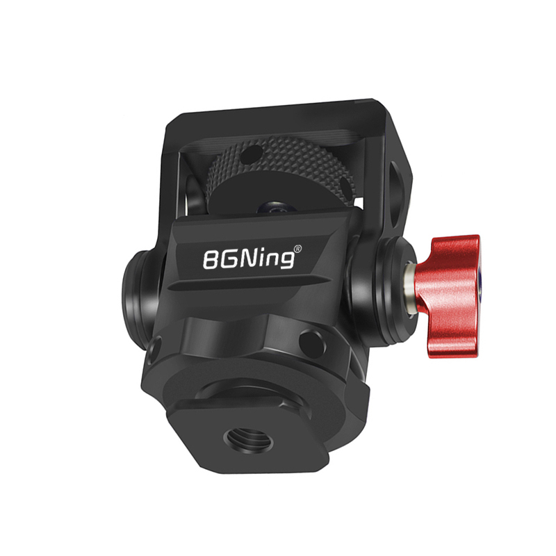 BGNing Camera Monitor Holder Swivel and Tilt Adjustable Monitor EVF Mount w/ Cold Shoe Mount ARRI Locating Pin 1/4'' Thread: Type A Red Handle