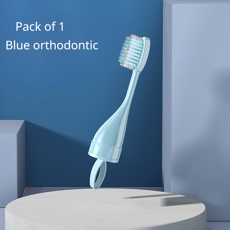 Portátil Folding Travel Toothbrush Set, Ferramentas criativas de limpeza dentária, Pode segurar o creme dental, 1pc: Azul