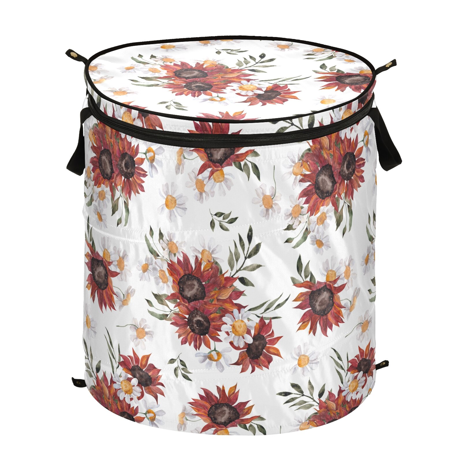 Cloth Art Folding Floral Print Dirty Clothes Toys Storage Bucket Household Storage Basket Dirty Clothes Laundry Basket 40*47cm: 07