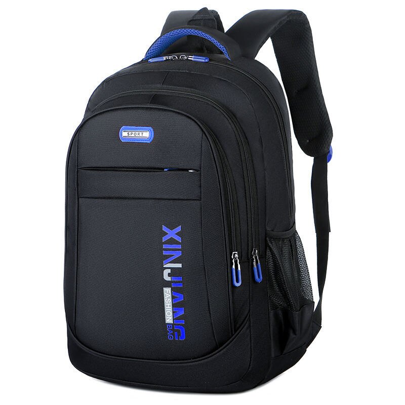 Large Capacity High School Bags for Teenage Boys University Student School Backpack Men Nylon: Blue