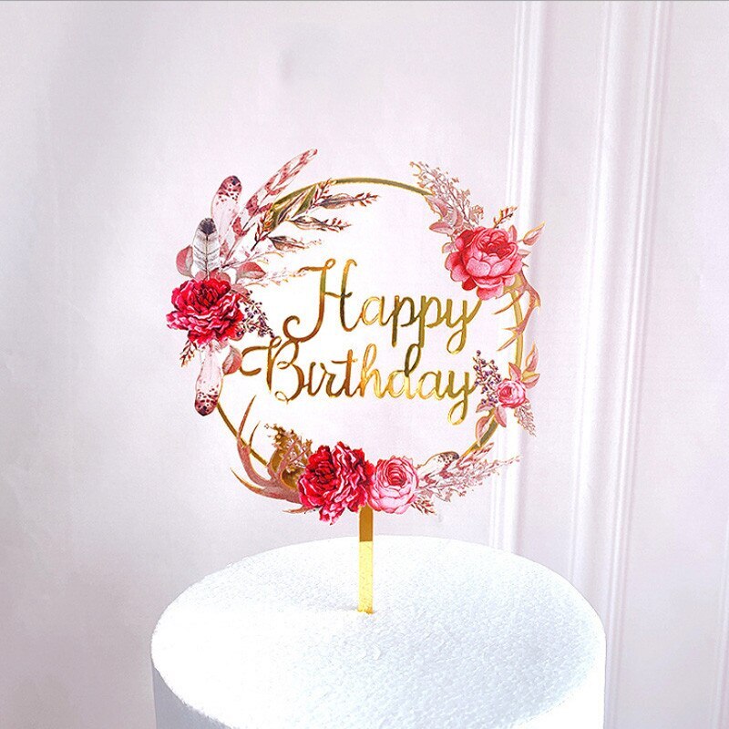 Merry Christmas Cake Sign Topper Acrylic Cake Card Inserting Party Cake Decoration Xmas Plug-in Party Supplies: Round