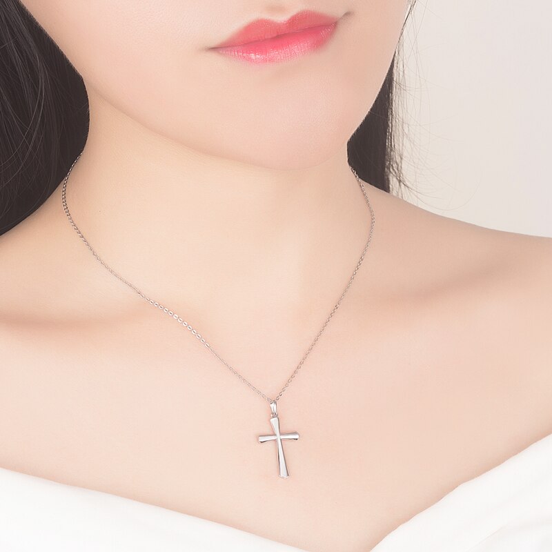 Kerstcadeau Eenvoudige Dainty 100% 925 sterling zilveren kruis hanger ketting Mode vrouw Chocker ketting Dame zilveren sieraden