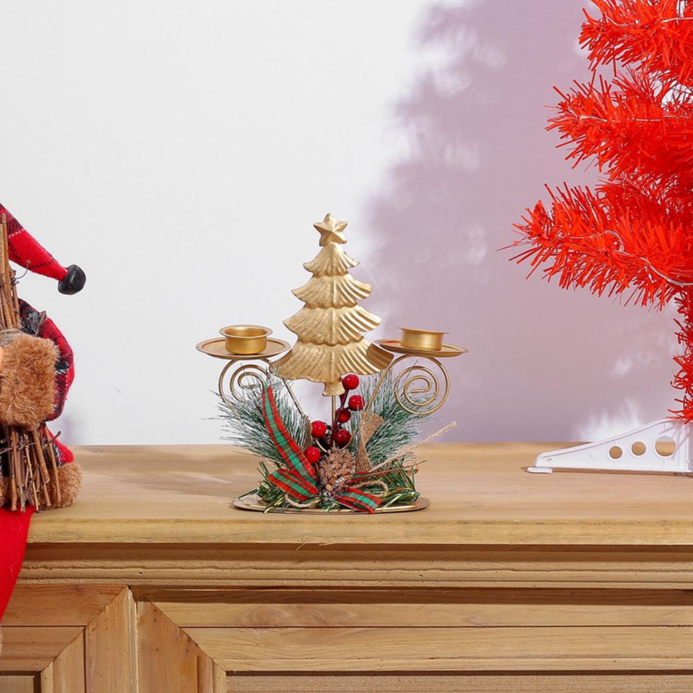 Christmas Candlestick Iron Candle Holder Star Snowflake Desktop Ornament Festival Party Supplies