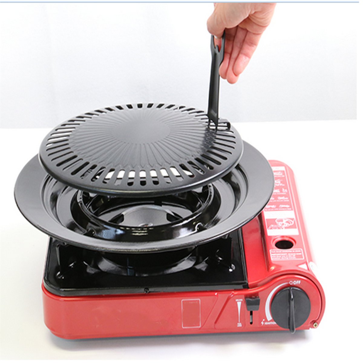 Runde Grillpfanne für Barbecue - Antihaftbeschichtet, Kohlenstoffstahl BBQ Grills - Leicht zu Reinigen & Montieren