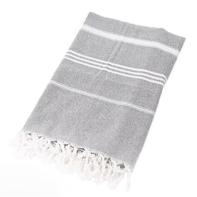 6 Colors Turkish Bath Towel With Tassels Thin Travel Camping Bath Sauna Beach Gym Pool Blanket Dropshiipping: Light Grey