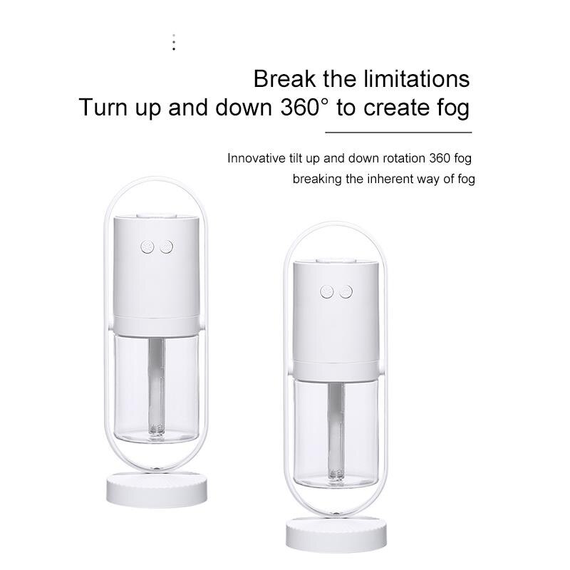 Air Humidifier 200ml Mist Air Purifier 360 Degree Rotary 7 Color Lights Home Office