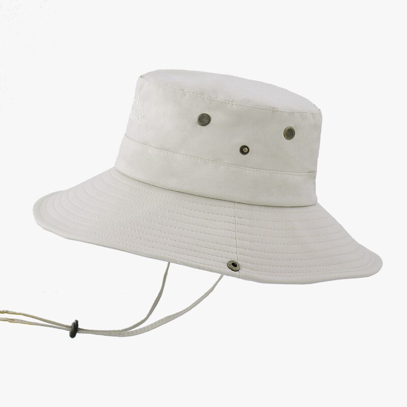 Sombrero de cubo sólido para mujer y hombre, visera de viaje, sombrero para el sol, pareja, trueno, ala ancha, protección UV, visera al aire libre, pesca, novedad: beige