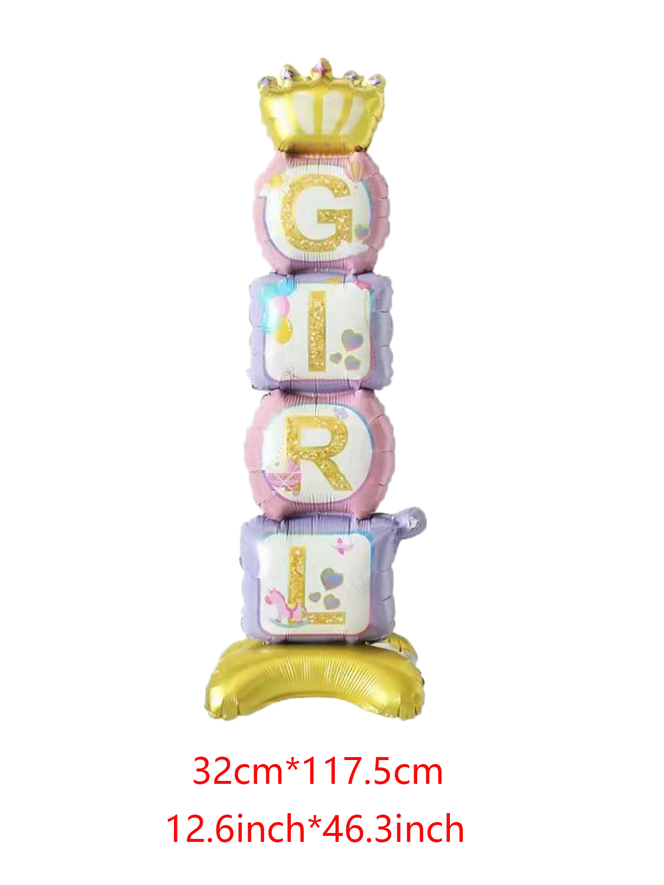 Corona Pedestal Niña Niño Globos de aluminio Baby SHowers Decoraciones para de primer cumpleaños: LASER