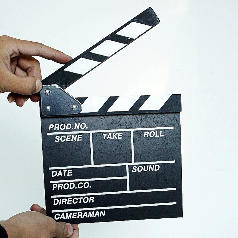 Film clapperboard træ instruktør video scene clapperboard tv film clapperboard film skiferskåret rekvisit 20 x 20cm