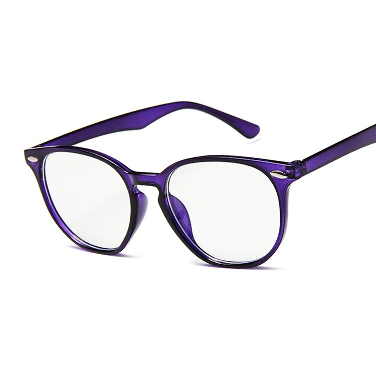 Ronde Brillen Vrouwen Mannen Mode Kat Bril Frame voor Vrouwelijke Transparante Nep Bril Leuke Clear Glazen Frame: Dark Purple
