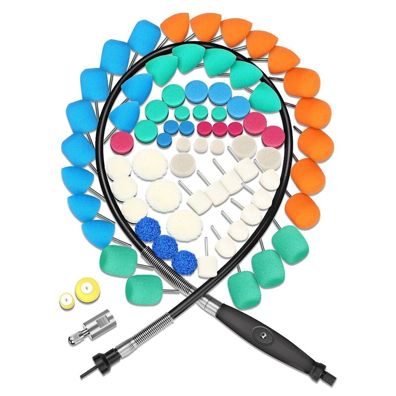 Car Mini Polishing Tools Kit for Wheel, Headlight Door Handle Polishing Buffing Pads Flexible Shaft for Rotary Polisher
