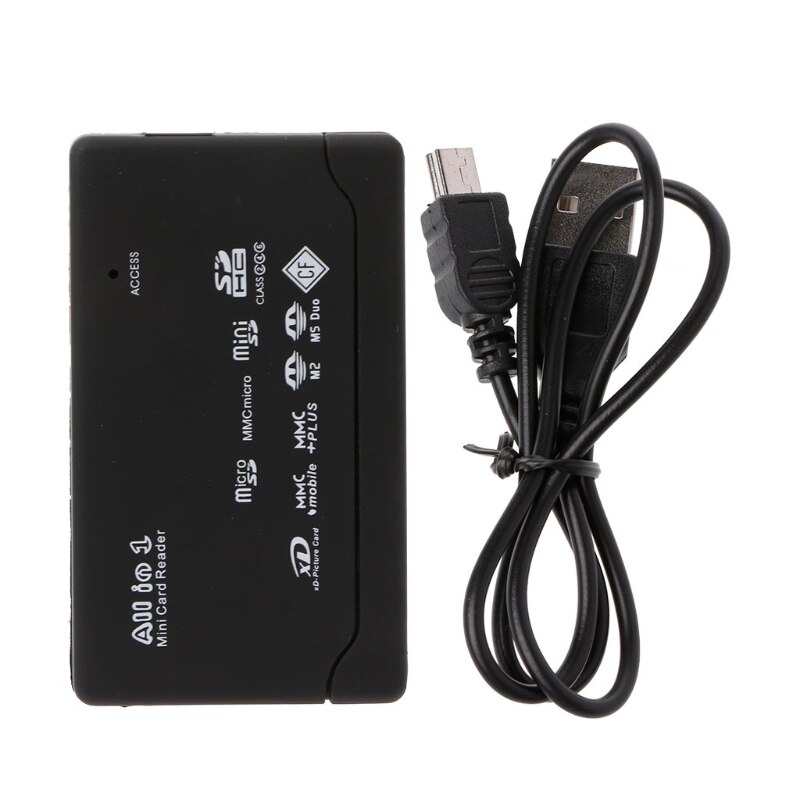 All-In-One Memory Card Reader For USB External Mini Micro SD SDHC M2 MMC XD CF With USD Cable Black