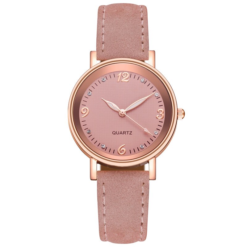 Casual dameshorloges, luxe horloges met strass leren band, quartz horloges voor dames, dameshorloges, relogio feminino: Roze kleur