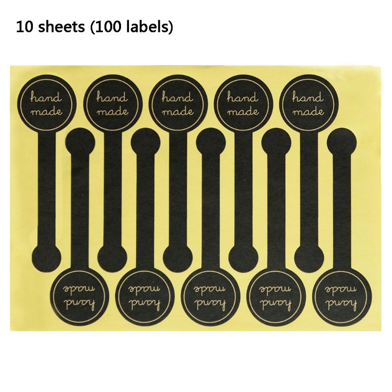 100pcs Long Style Handmade Stickers Seal Label Baking Packaging Biscuit Bag