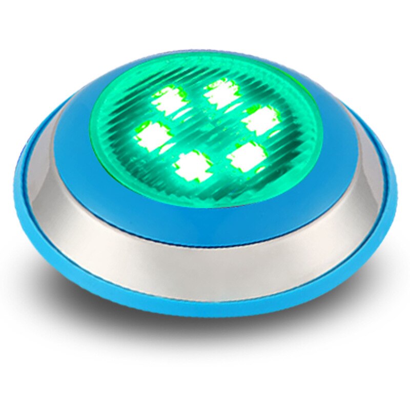 Led Swimming Pool Light AC12V 24V 6W Waterproof Decorative Stainless Steel LED Lamp for Swim SPA Lamps Pool Lighting: Green Color 6W